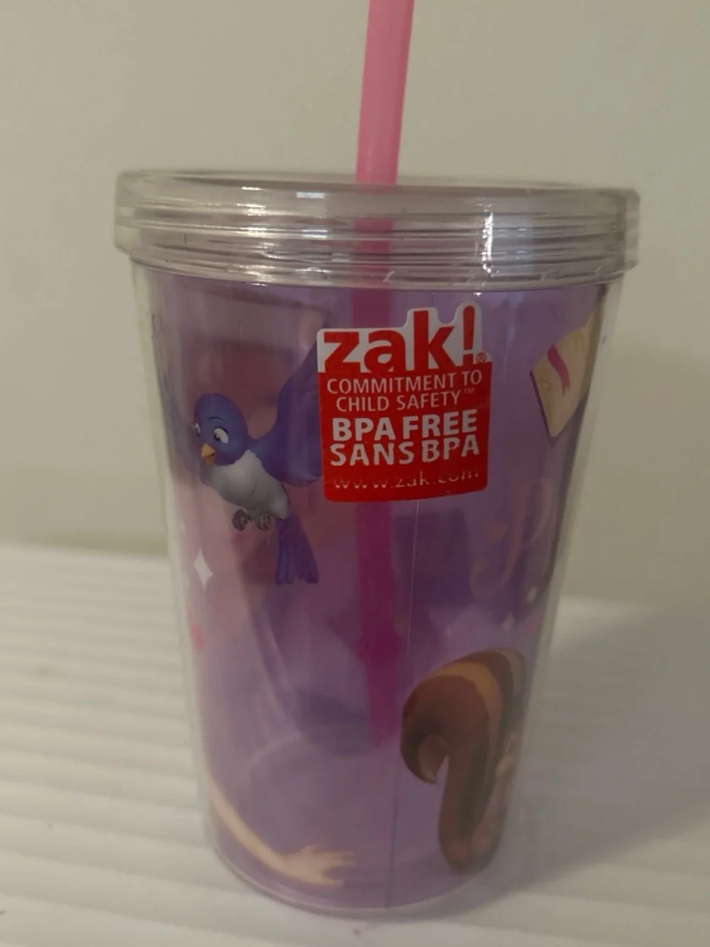 Purple Kids Character Tumbler with Pink Straw